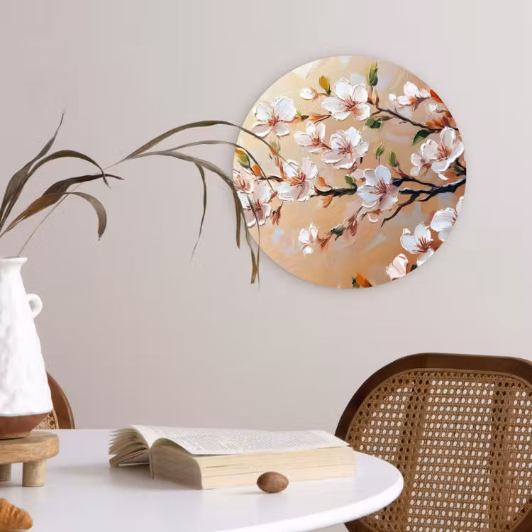 Bloesemtakken - Schilderachtig - Roze Wandcirkel plexiglas klein -sfeer4