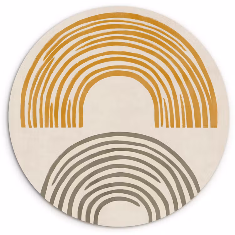 Bogen - Lijnen - Oranje - Minimalistisch Wandcirkel plexiglas klein -3d