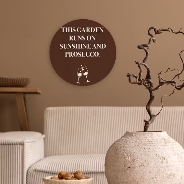 Bruin - Zomer - Quote - Drinken Wandcirkel plexiglas klein -sfeer1