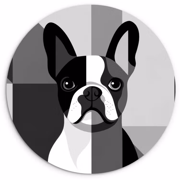 Buldog - Zwart - Abstract - Vlakken Wandcirkel plexiglas klein -3d