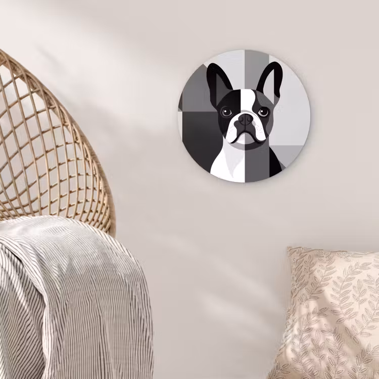 Buldog - Zwart - Abstract - Vlakken Wandcirkel plexiglas klein -sfeer5