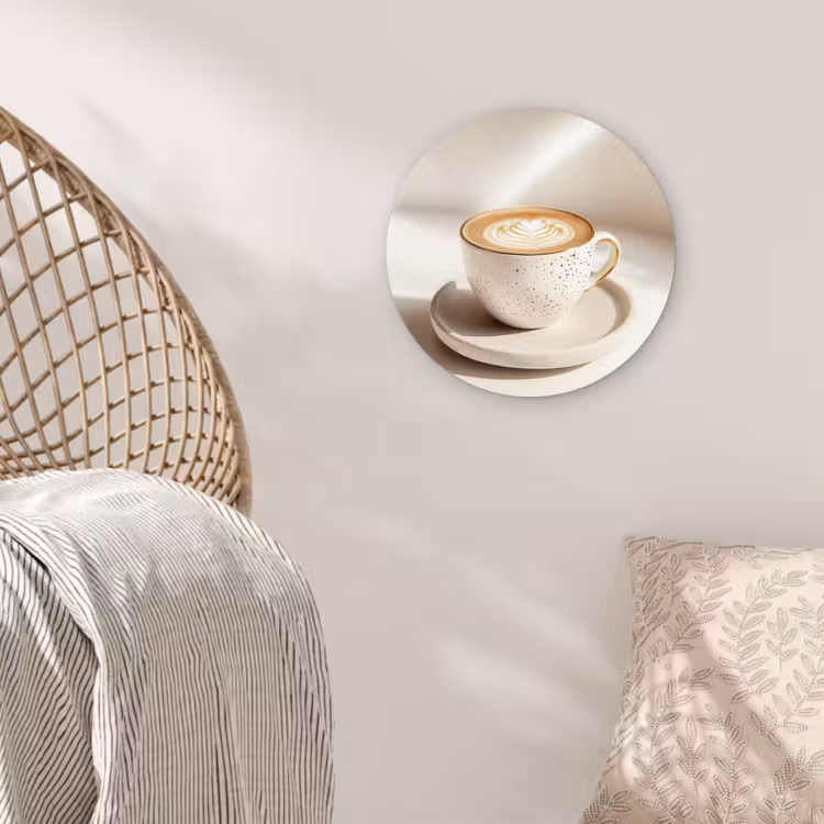 Cappuccino - Schuim - Schotel - Beige Wandcirkel plexiglas klein -sfeer5
