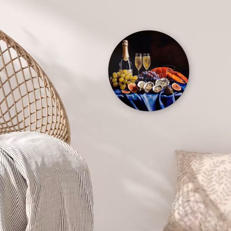 Champagne - Luxe - Oesters Wandcirkel plexiglas klein -sfeer5