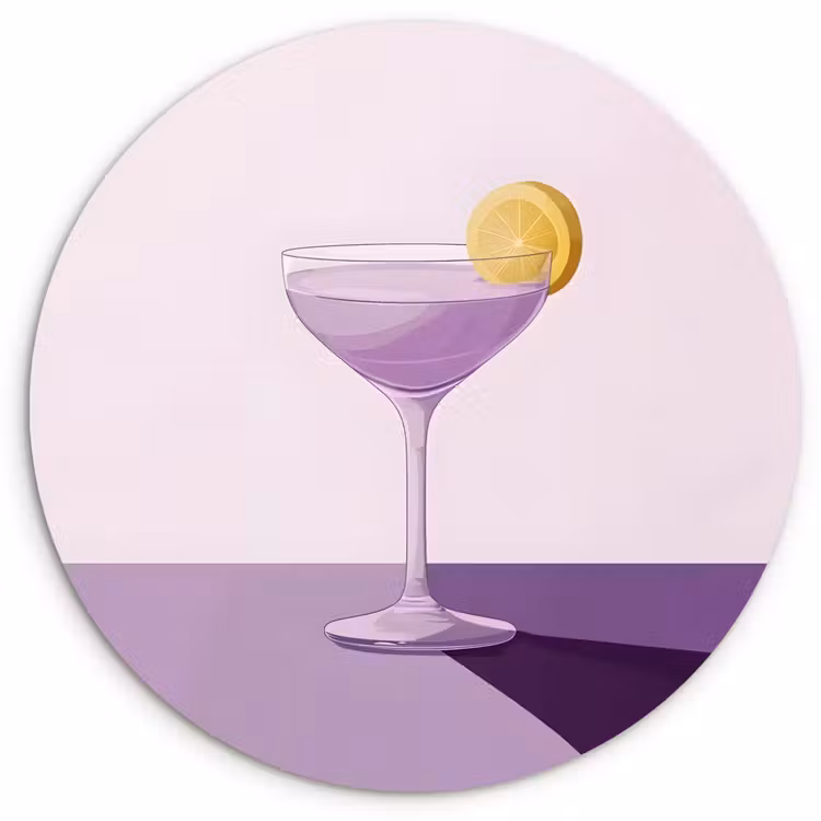 Cocktail - Paars - Minimalistisch - Citroen Wandcirkel plexiglas klein -3d