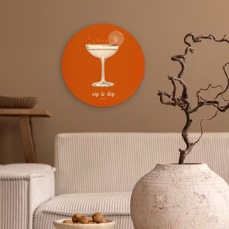 Cocktail - Oranje - Zomer - Quote Wandcirkel plexiglas klein -sfeer1