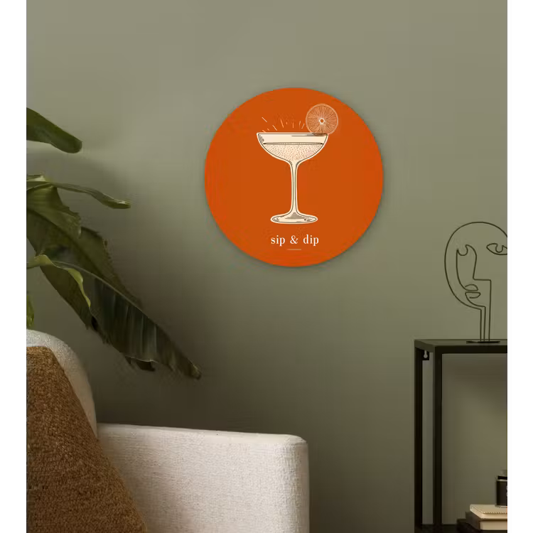 Cocktail - Oranje - Zomer - Quote Wandcirkel plexiglas klein -sfeer3