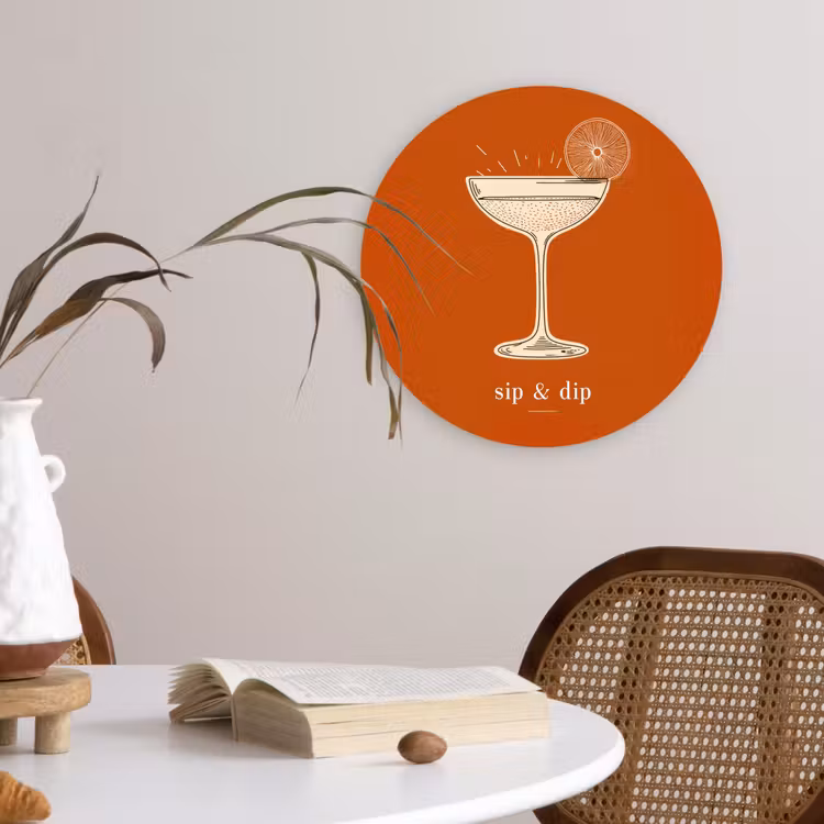 Cocktail - Oranje - Zomer - Quote Wandcirkel plexiglas klein -sfeer4