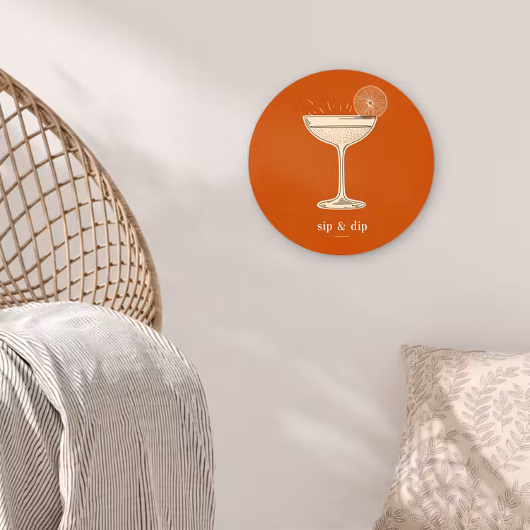 Cocktail - Oranje - Zomer - Quote Wandcirkel plexiglas klein -sfeer5