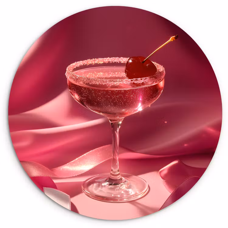 Cocktail - Pink - Luxe Wandcirkel plexiglas klein -3d