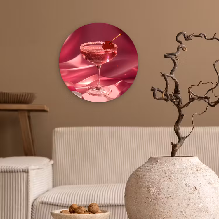 Cocktail - Pink - Luxe Wandcirkel plexiglas klein -sfeer1