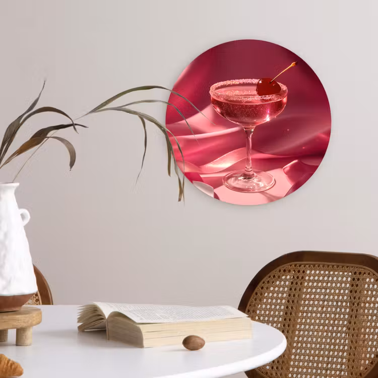 Cocktail - Pink - Luxe Wandcirkel plexiglas klein -sfeer4