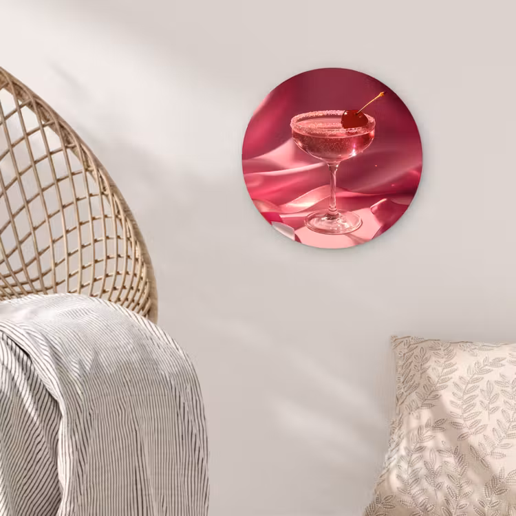 Cocktail - Pink - Luxe Wandcirkel plexiglas klein -sfeer5