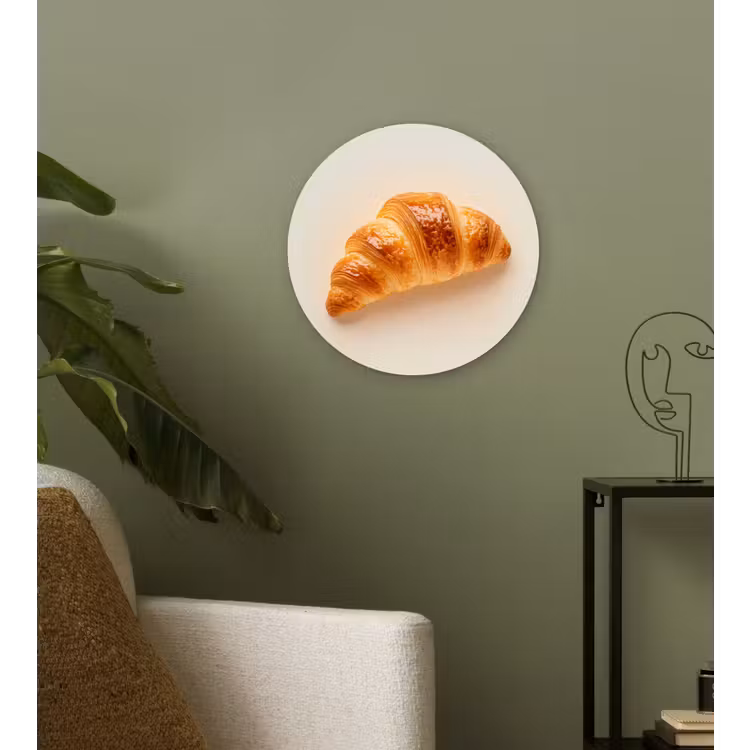 Croissant - Brood - Beige Wandcirkel plexiglas klein -sfeer3
