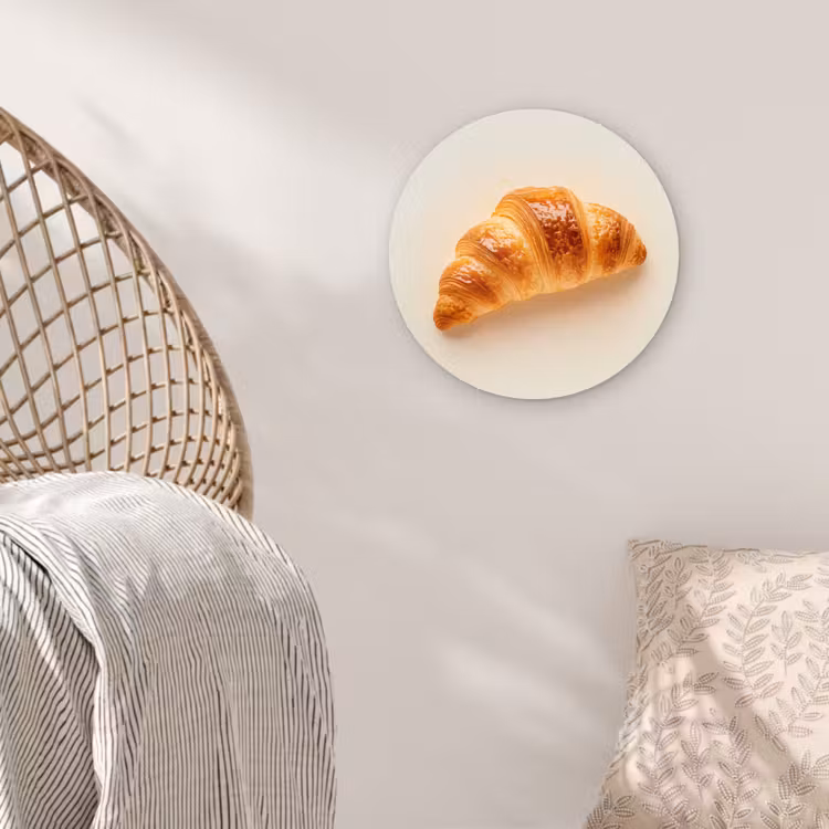 Croissant - Brood - Beige Wandcirkel plexiglas klein -sfeer5