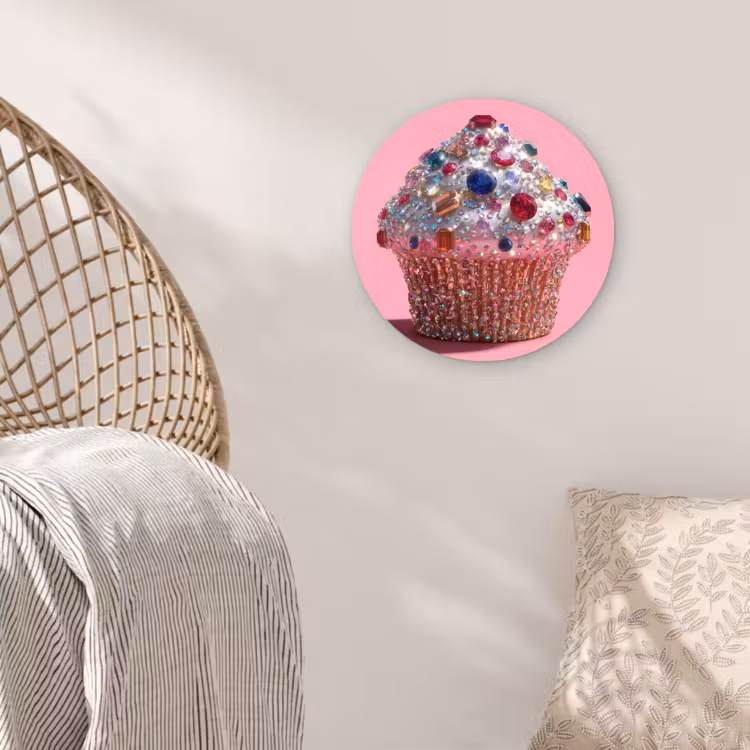 Cupcake - Kleurrijk - Edelstenen Wandcirkel plexiglas klein -sfeer5