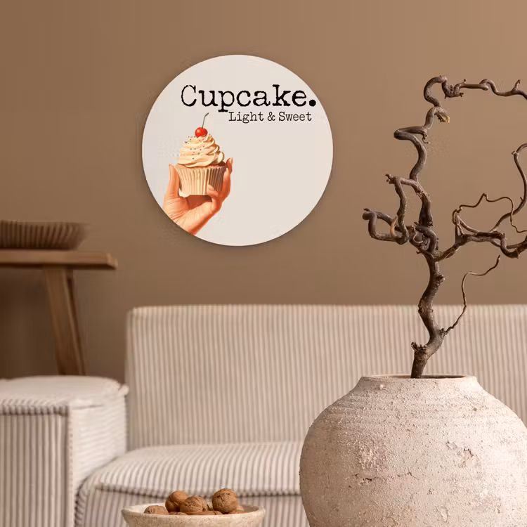 Cupcake - Zoet - Kers Wandcirkel plexiglas klein -sfeer1