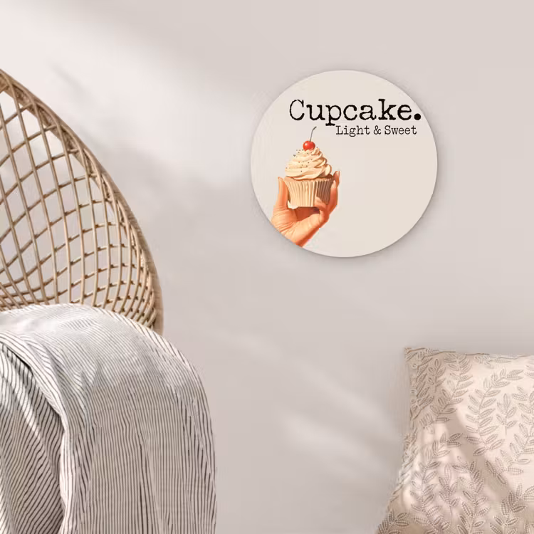 Cupcake - Zoet - Kers Wandcirkel plexiglas klein -sfeer5