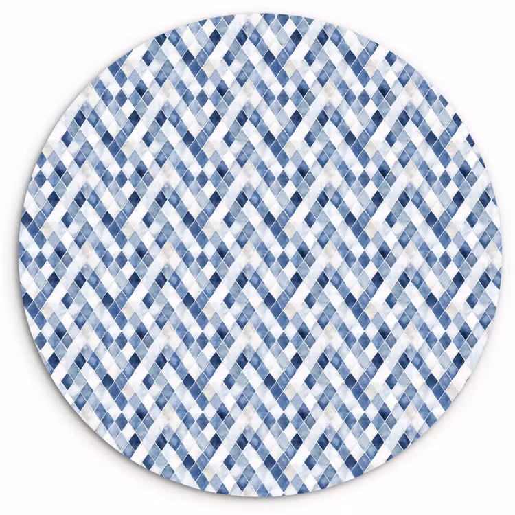 Diamant - Patroon - Blauw - Wit Wandcirkel plexiglas klein 852 -3d