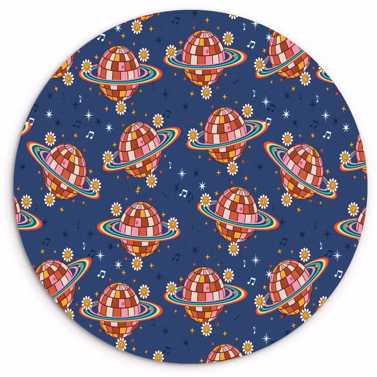 Disco - Blauw - Patroon Wandcirkel plexiglas klein 852 -3d