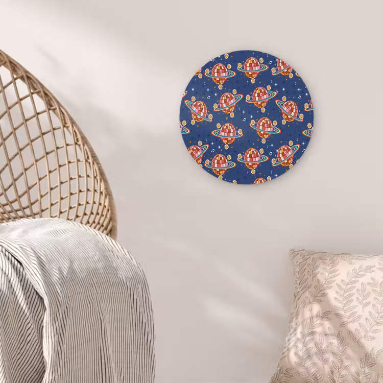 Disco - Blauw - Patroon Wandcirkel plexiglas klein 852 -sfeer5