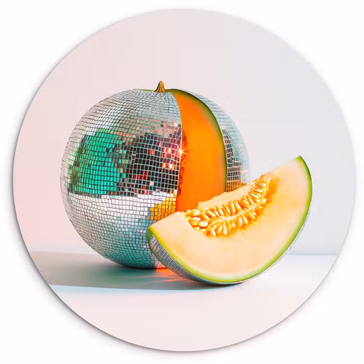 Disco - Discobal - Meloen - Pastel Wandcirkel plexiglas klein -3d