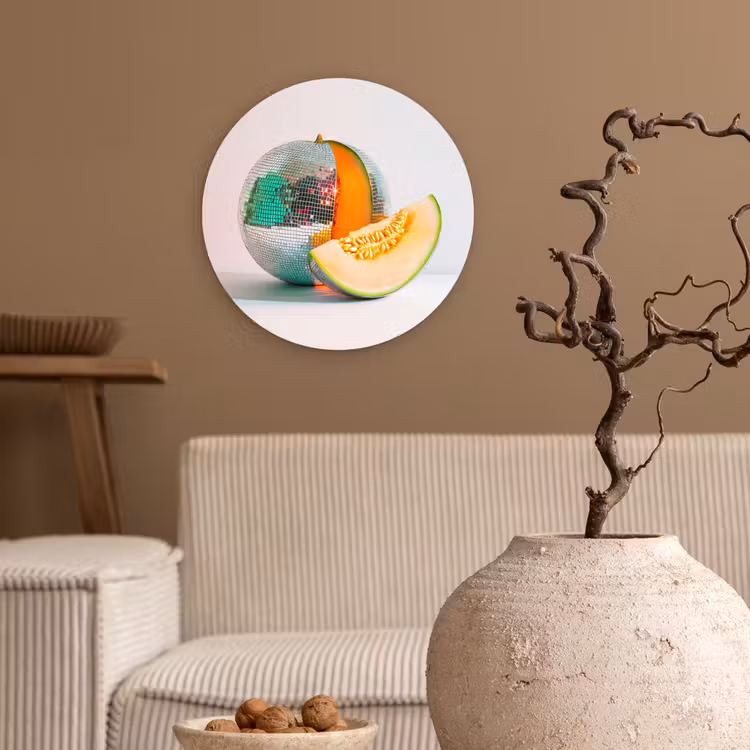 Disco - Discobal - Meloen - Pastel Wandcirkel plexiglas klein -sfeer1