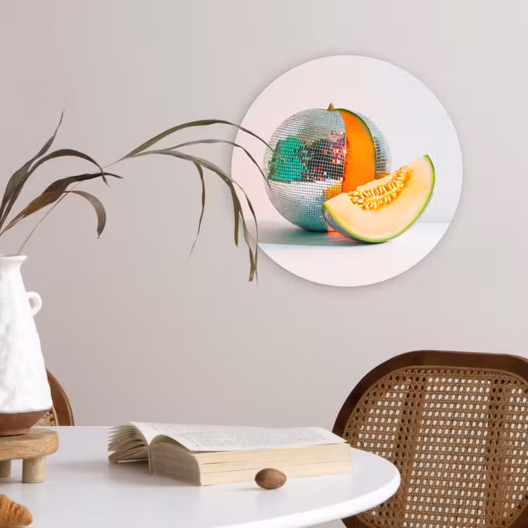 Disco - Discobal - Meloen - Pastel Wandcirkel plexiglas klein -sfeer4