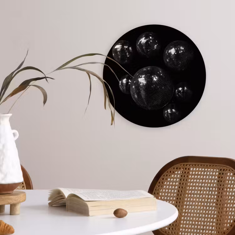 Discoballen - Minimalistisch - Zwart Wandcirkel plexiglas klein -sfeer4