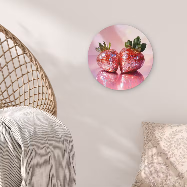 Disco - Fruit - Glitter - Strawberry Wandcirkel plexiglas klein -sfeer5