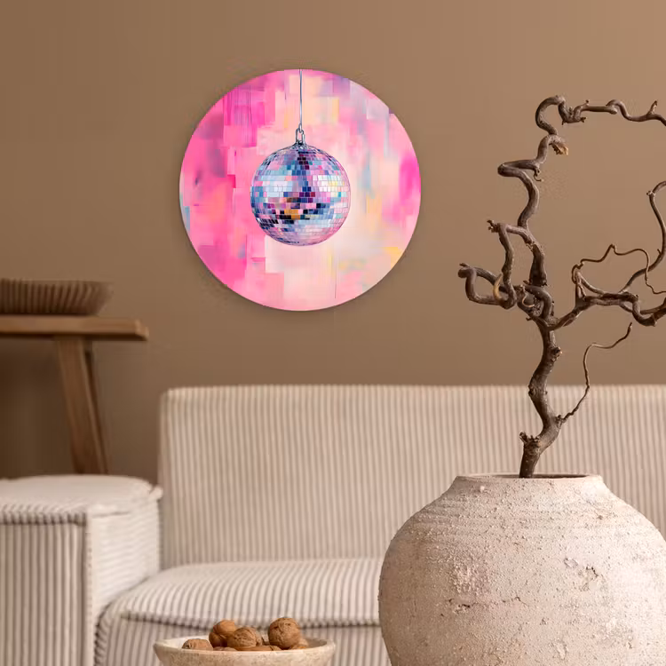 Discobal - Pink - Verf Wandcirkel plexiglas klein -sfeer1