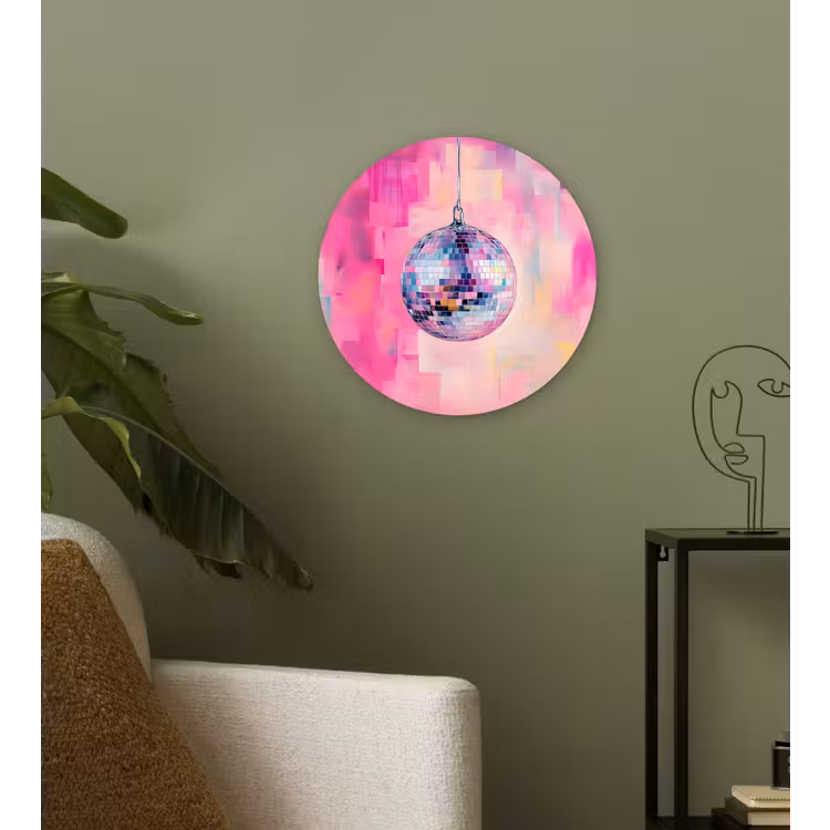 Discobal - Pink - Verf Wandcirkel plexiglas klein -sfeer3
