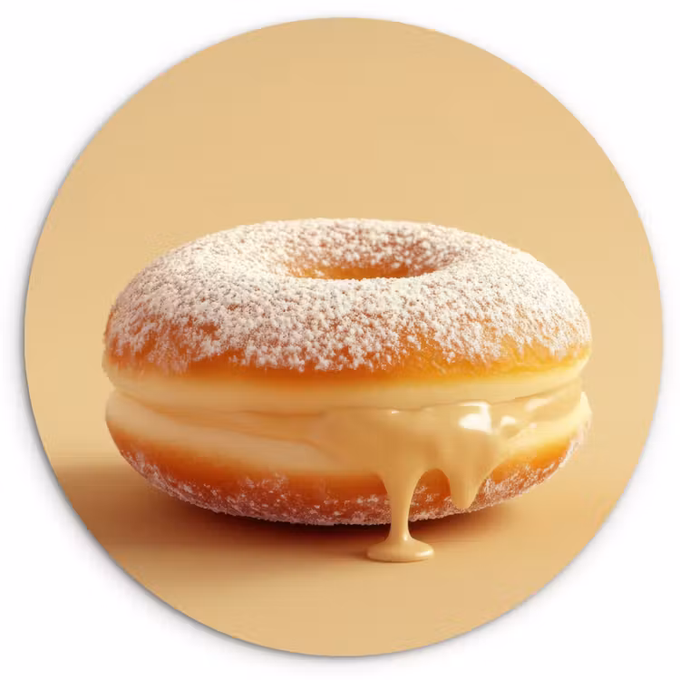 Donut - Romig - Poedersuiker - Beige Wandcirkel plexiglas klein -3d