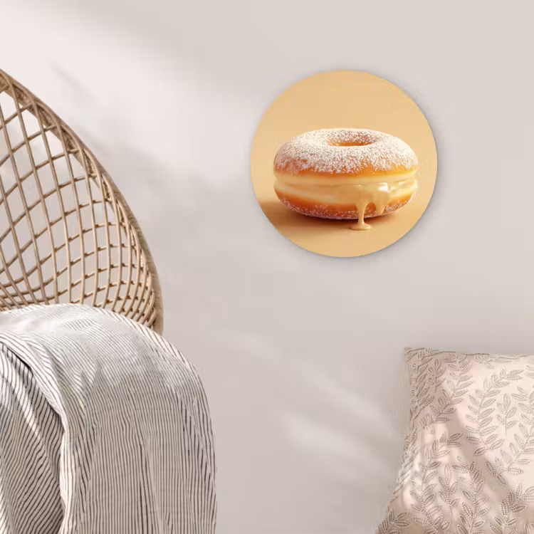 Donut - Romig - Poedersuiker - Beige Wandcirkel plexiglas klein -sfeer5