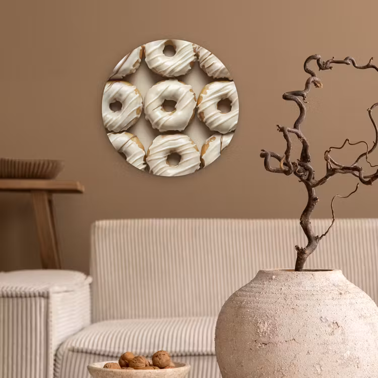 Donuts - Chocolade - Wit - Beige Wandcirkel plexiglas klein -sfeer1