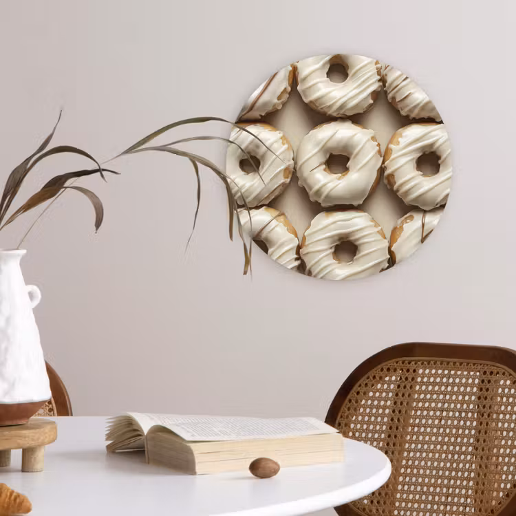 Donuts - Chocolade - Wit - Beige Wandcirkel plexiglas klein -sfeer4