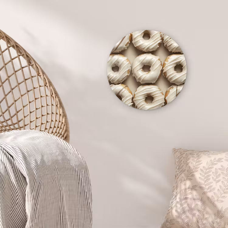 Donuts - Chocolade - Wit - Beige Wandcirkel plexiglas klein -sfeer5