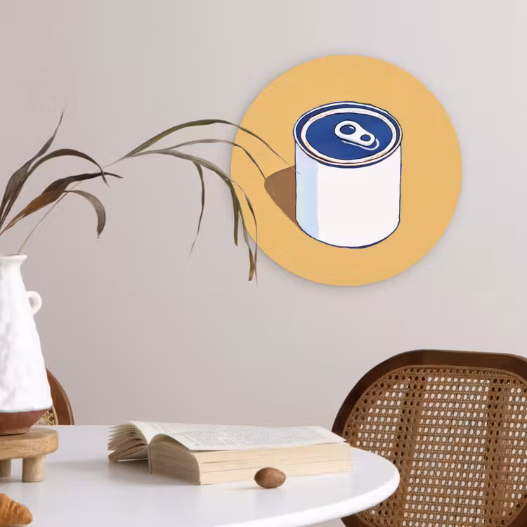 Blikje - Minimalistisch - Blauw - Illustratie Wandcirkel plexiglas klein -sfeer4