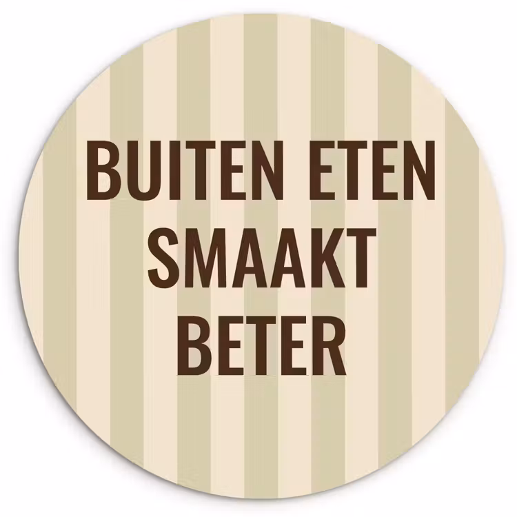 Buiten - Quote - Strepen - Zomer Wandcirkel plexiglas klein -3d
