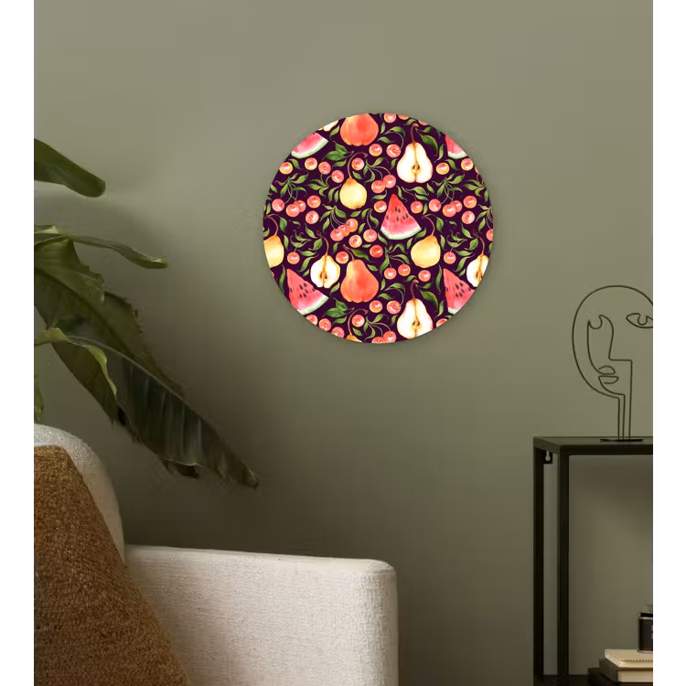 Donker - Bladeren - Fruit Wandcirkel plexiglas klein 852 -sfeer3