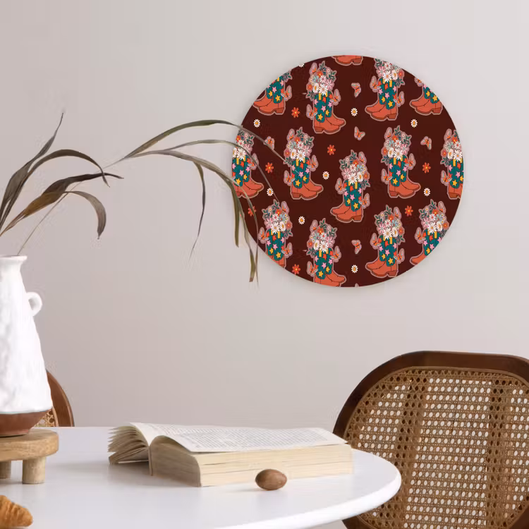 Donker - Cowboy - Laars - Patroon Wandcirkel plexiglas klein 852 -sfeer4