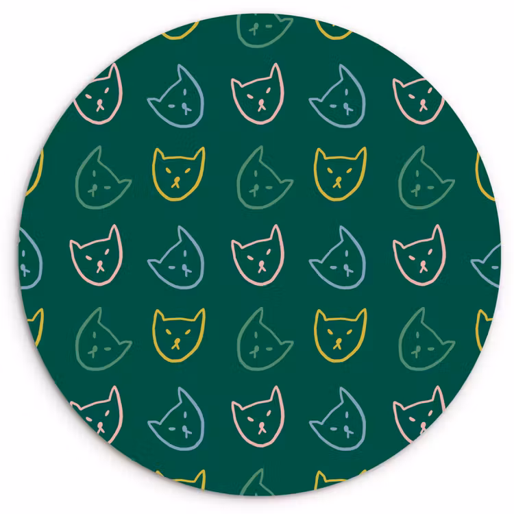 Donkergroen - Gezichten - Katten - Kleuren Wandcirkel plexiglas klein 852 -3d