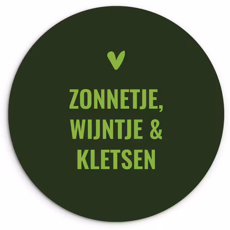 Donkergroen - Quote - Zon - Zomer Wandcirkel plexiglas klein -3d