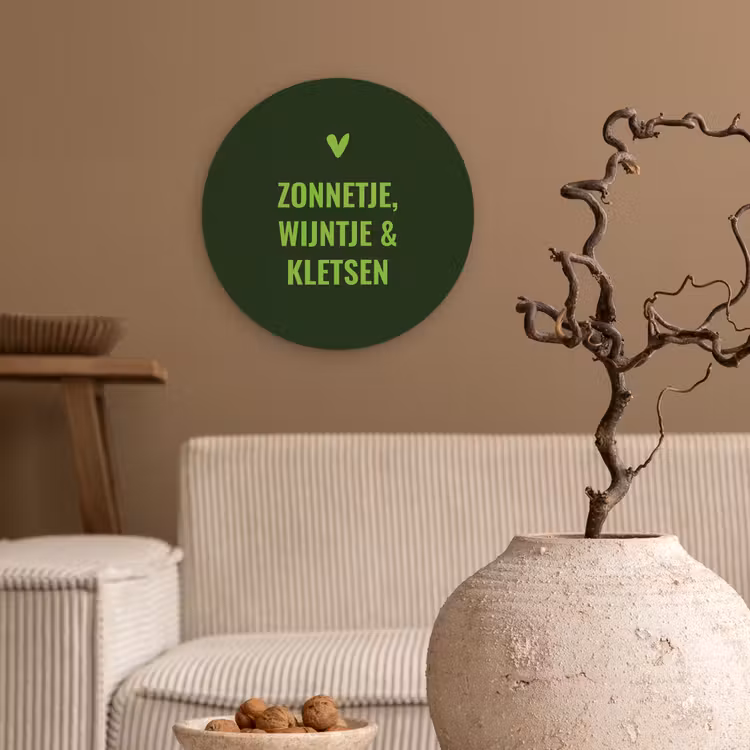 Donkergroen - Quote - Zon - Zomer Wandcirkel plexiglas klein -sfeer1