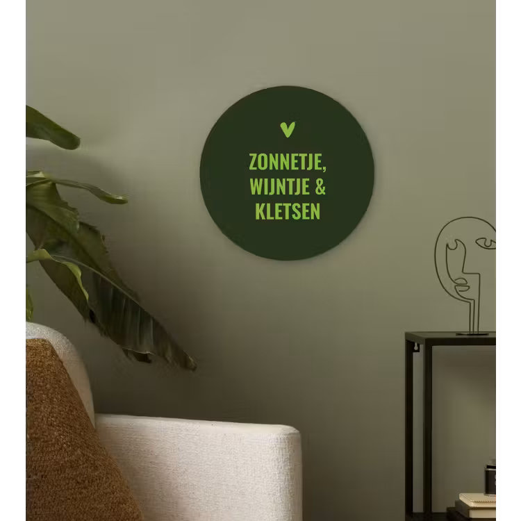 Donkergroen - Quote - Zon - Zomer Wandcirkel plexiglas klein -sfeer3