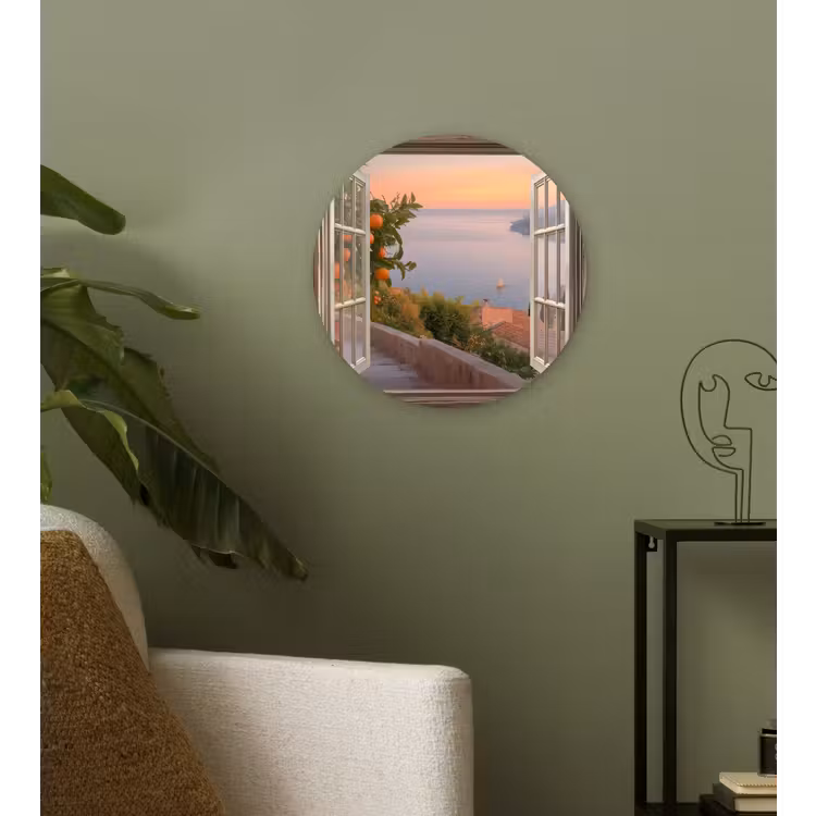 Doorkijk - Uitzicht - Meer - Landschap Wandcirkel plexiglas klein -sfeer3