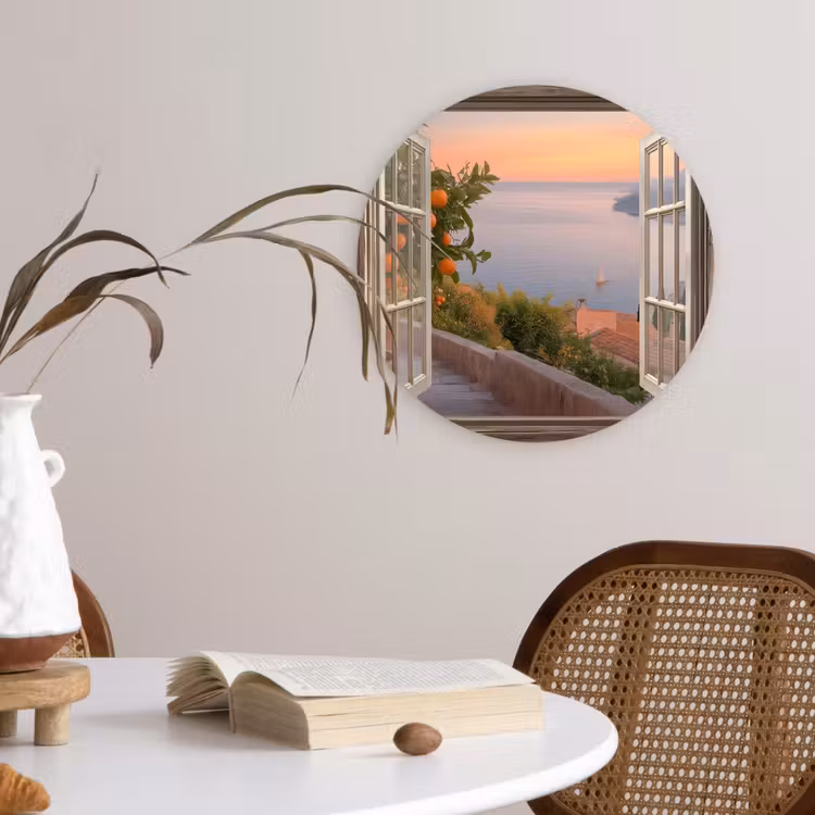 Doorkijk - Uitzicht - Meer - Landschap Wandcirkel plexiglas klein -sfeer4