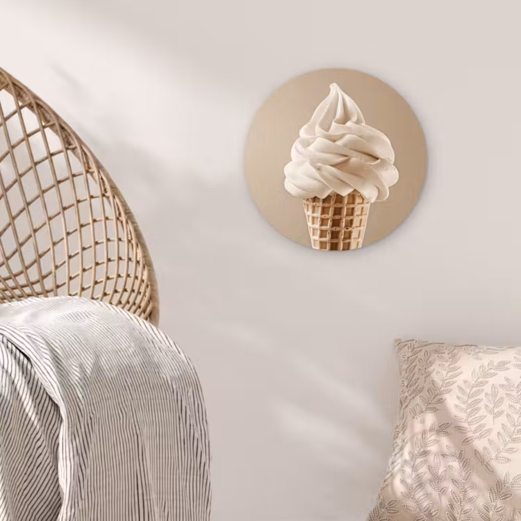 IJs - Softijs - Romig - Hoorntje - Beige Wandcirkel plexiglas klein -sfeer5