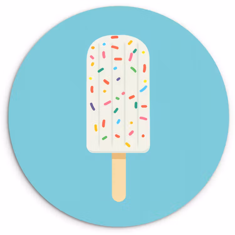 Ijsje - Stokje - Sprinkles - Lichtblauw Wandcirkel plexiglas klein -3d