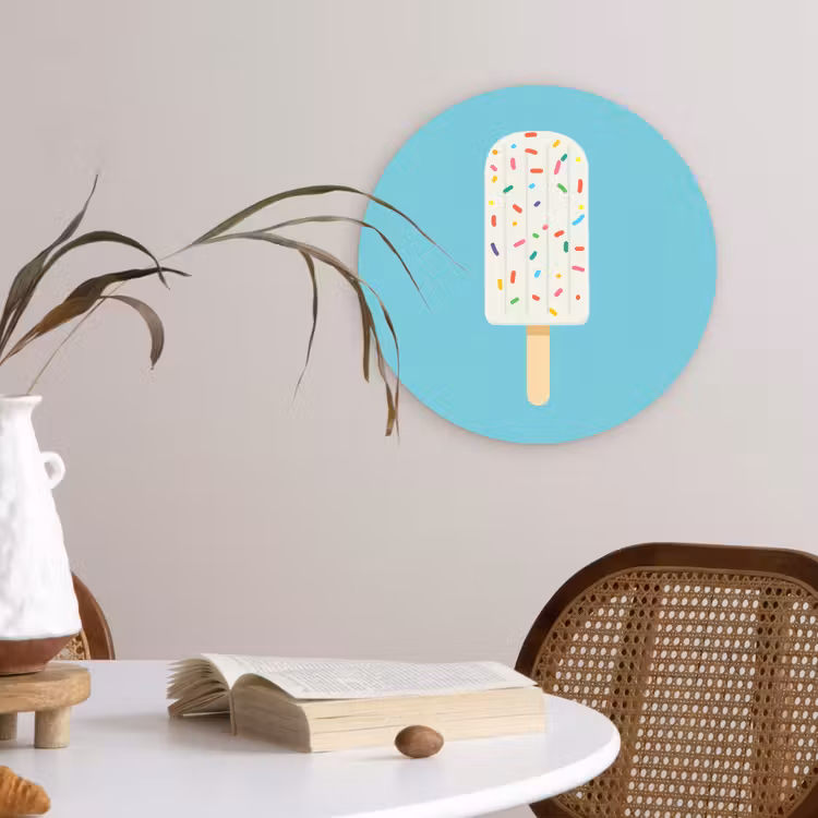 Ijsje - Stokje - Sprinkles - Lichtblauw Wandcirkel plexiglas klein -sfeer4