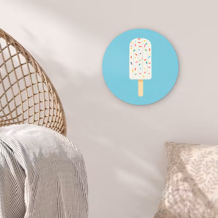 Ijsje - Stokje - Sprinkles - Lichtblauw Wandcirkel plexiglas klein -sfeer5